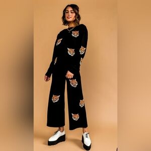 Fierce Knit Black Tiger Print Women's Play Suit. Size Small.